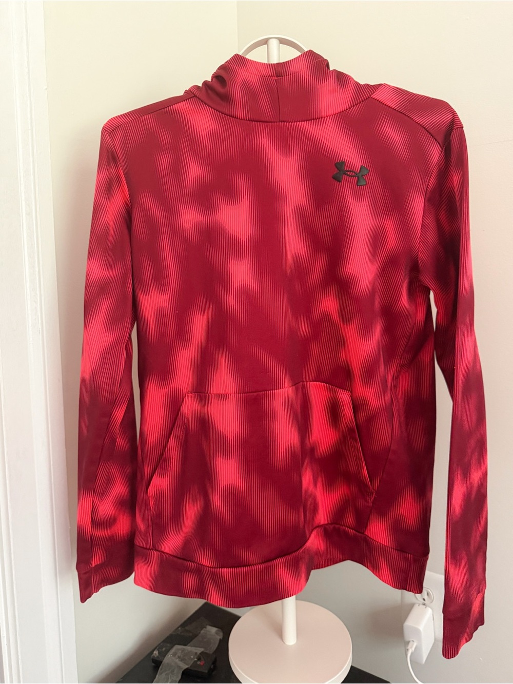 Under Armour Red Pullover Hoodie with Black Logo